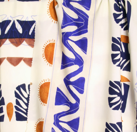 Off-white viscose with sun and abstract shapes - Atelier Jupe